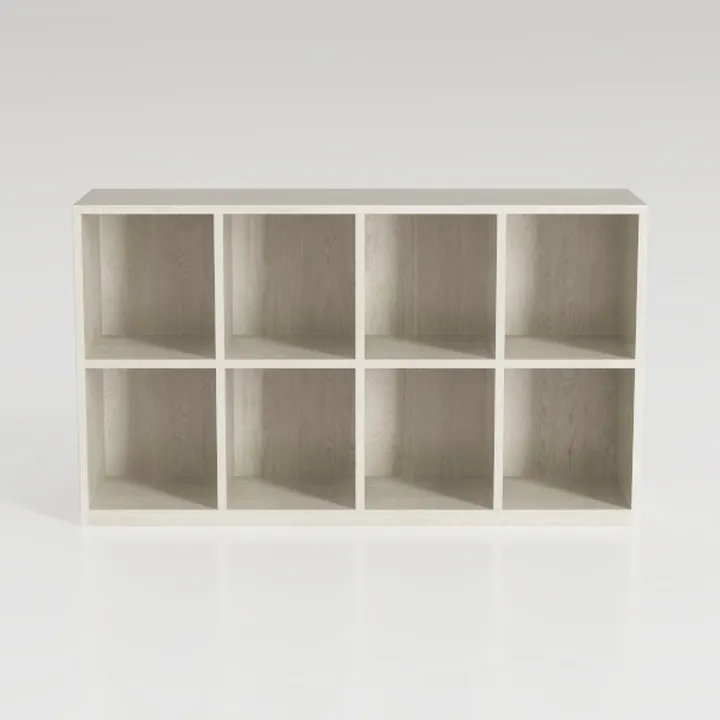 Minimalist Solid Wood Open Storage Bookshelf 8 Cubby Organizer 3D Model