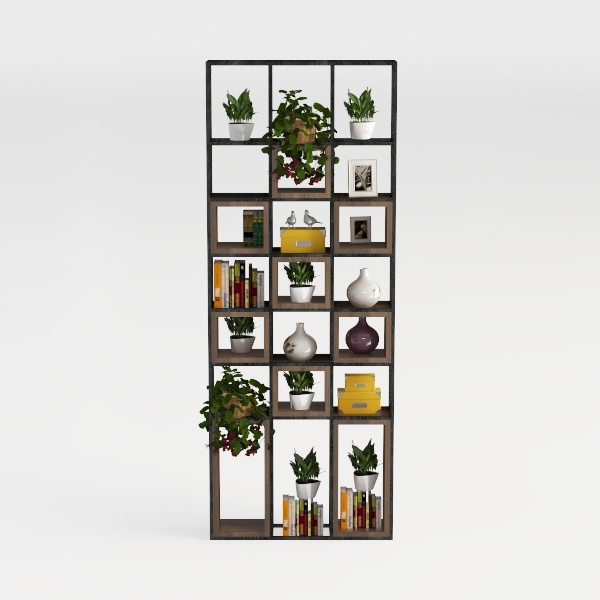 NUMENN Triple Wide 6 Tier Bookshelf, Rustic Indust