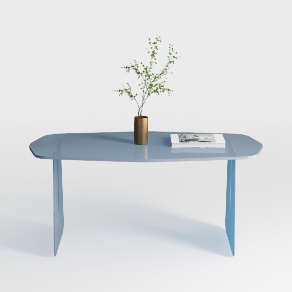 Crysta 48 in. Clear/Blue Large Rectangle Glass Cof