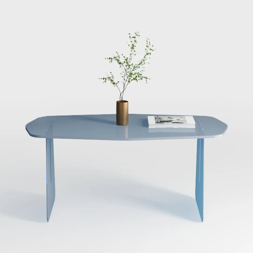 Crysta 48 in. Clear/Blue Large Rectangle Glass Cof