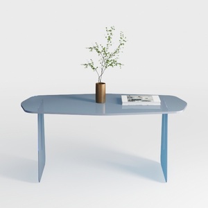 Crysta 48 in. Clear/Blue Large Rectangle Glass Cof