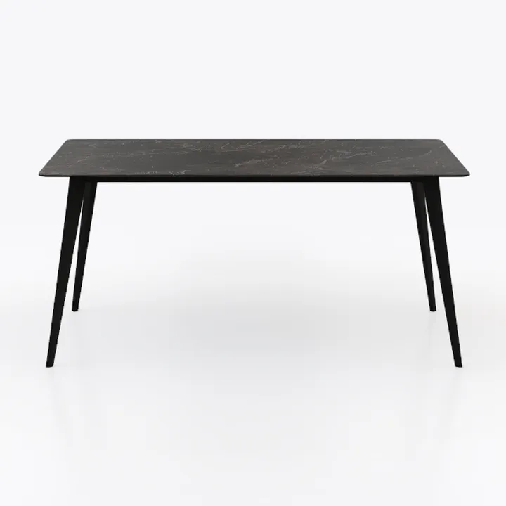 Modern Minimalist Marble Top Black Metal Dining Table 3D Model