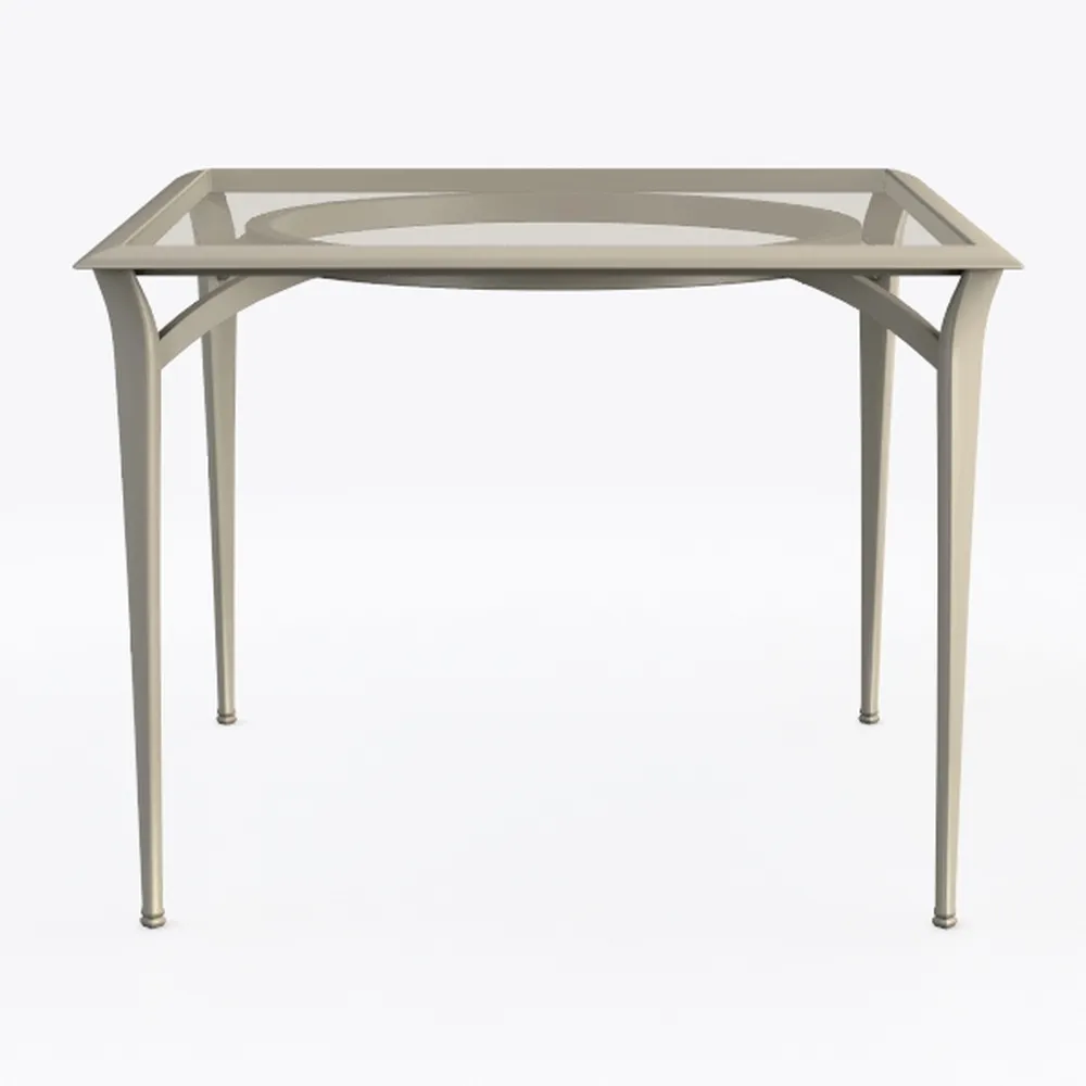 Silver Metal Square Outdoor Coffee Table with Temp
