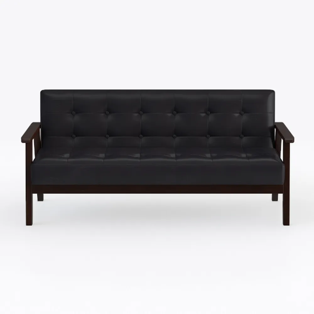 STHOUYN 50”W Black Faux Leather Small Office Couch