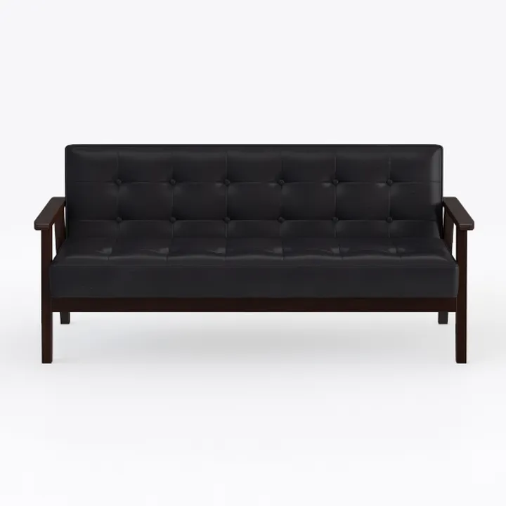 STHOUYN 50”W Black Faux Leather Small Office Couch