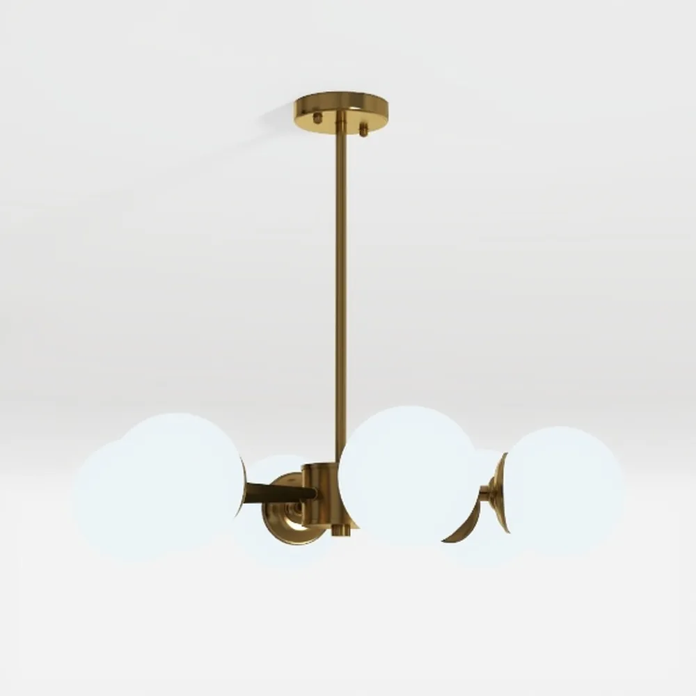 KCO 6-Light Globe Sputnik Chandelier Milk Glass