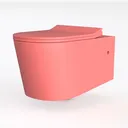 Minimalist Pink Plastic Wall Mounted Toilet 3D Model Left 45 Degree View