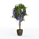 Artificial Purple Wisteria Potted Floor Plant 3D Model Left 45 Degree View