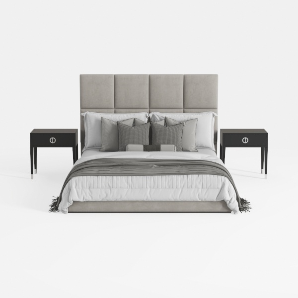 Benjara Kopa Queen Size Bed with Tufted Headboard 