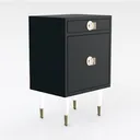 Ultra-Narrow Leather Bedside Table Home Bedroom Right 45 Degree View