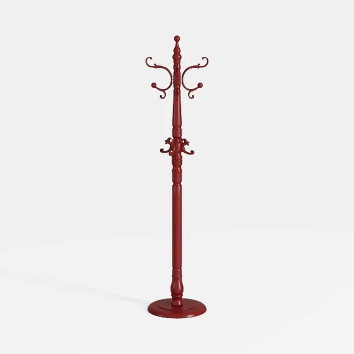 Wooden Coat Rack Freestanding 14 Hooks, Vintage