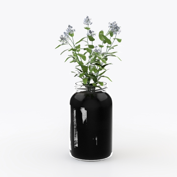 11.2&quot; Tall Black Ceramic Vase with 5 Stems of 25&quot;