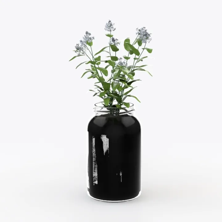 11.2" Tall Black Ceramic Vase with 5 Stems of 25"