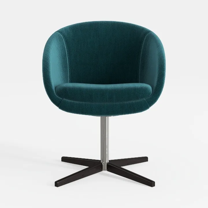 Modern Teal Fabric Upholstered Swivel Armchair 3D Model