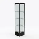 Modern Black Metal Glass Display Cabinet 3D Model Left 45 Degree View