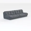 Minimalist Blue Fabric Tufted Extra Large Sofa 3D Model Right 45 Degree View
