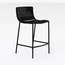 Minimalist Black Woven Fabric Metal Counter Stool 3D Model Right 45 Degree View