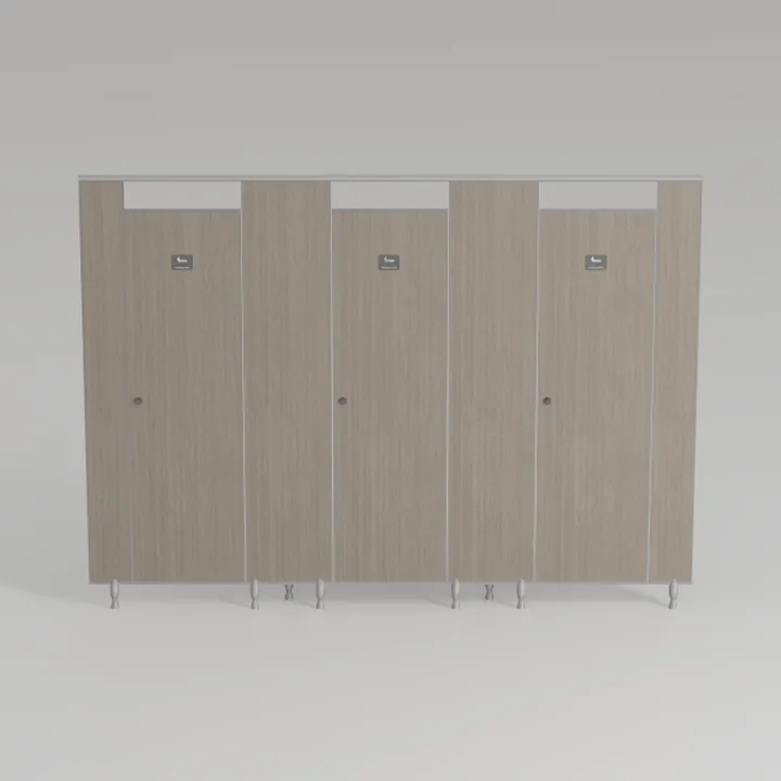 Minimalist Solid Wood Public Restroom Toilet Partitions 3D Model