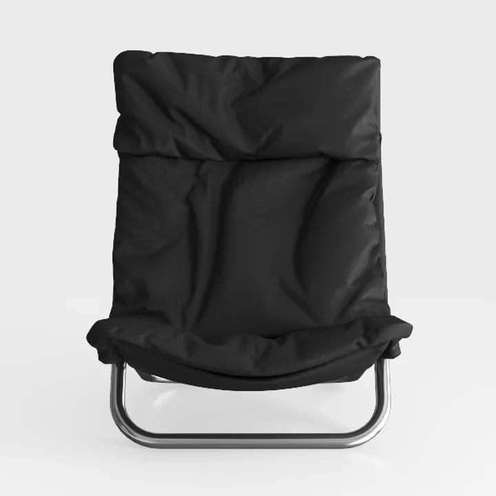 Minimalist Black Fabric Metal Frame Lounge Chair 3D Model