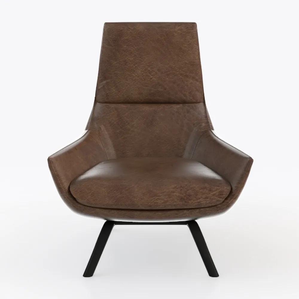 Leather Office Chair with Armrest High Back Classi