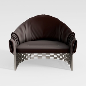 Poltrona in Pelle Trapuntata, Grigio