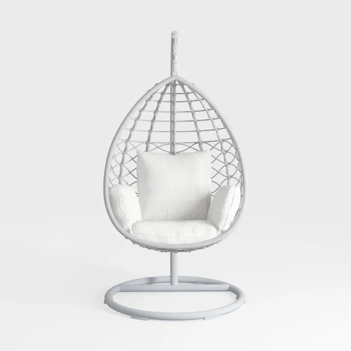 42" Vinyl and Steel Hanging Bubble Chair with Stan
