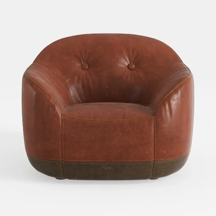 Vintage Tufted Distressed Leather Armchair 3D Model