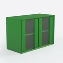 Modern Green Metal Glass Wall Cabinet 3D Model Right 45 Degree View