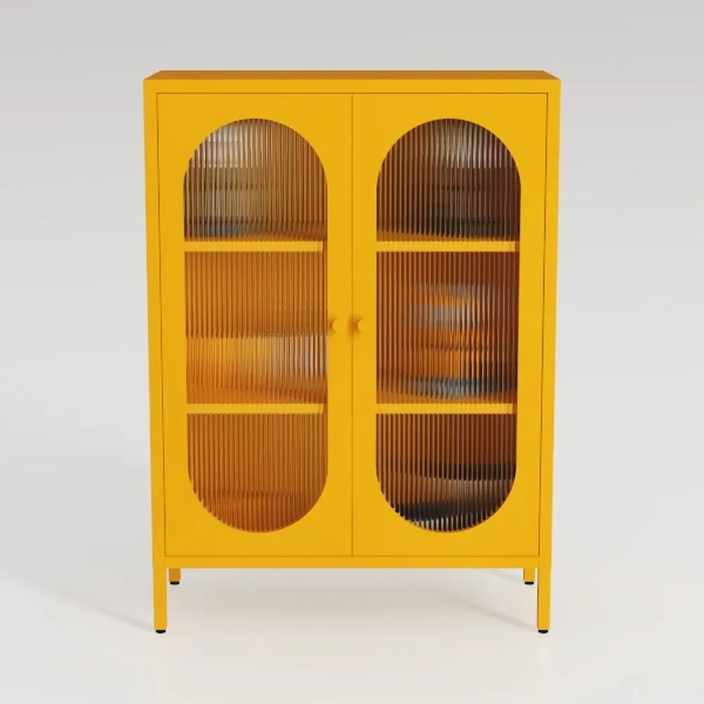 Small 2 Transparent Door Metal Storage Side Buffet