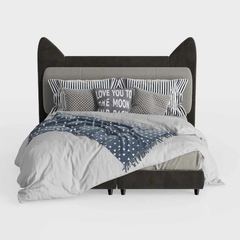 LUXOAK Full Size Boucle Upholstered Platform Bed, 