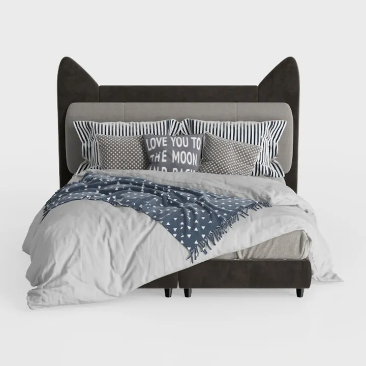 LUXOAK Full Size Boucle Upholstered Platform Bed, 