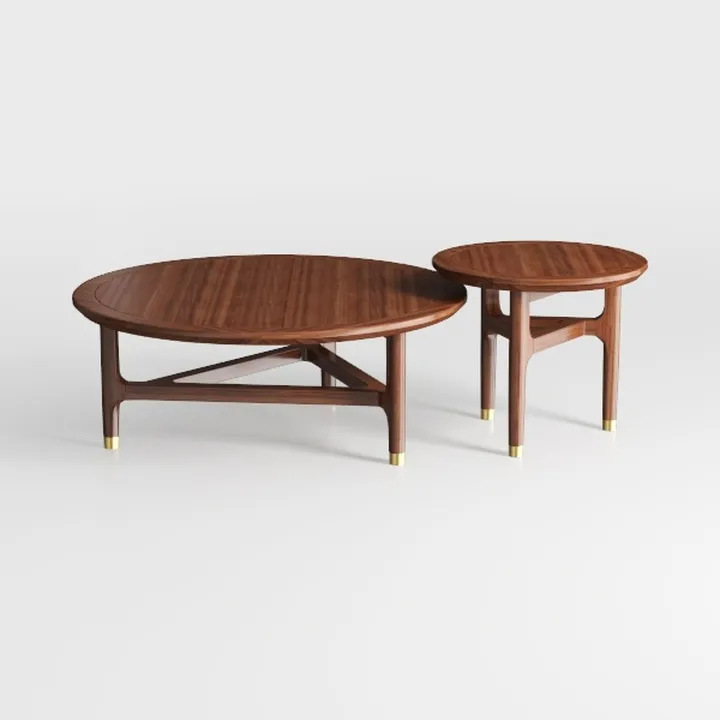 CONSDAN 2-Piece Nesting Coffee Table Set, Solid 