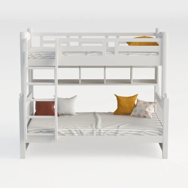 Minimalist White Solid Wood Kids Bunk Bed 3D Model | Homestyler ...