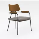Modern Two Tone Fabric Metal Armchair 3D Model Right 45 Degree View