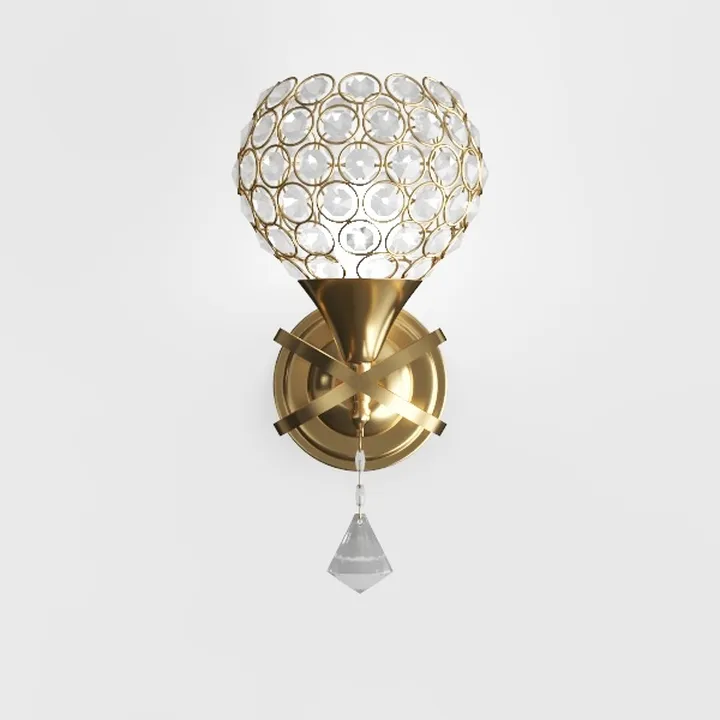 Luxury Gold Crystal Wall Lamp 3D Model