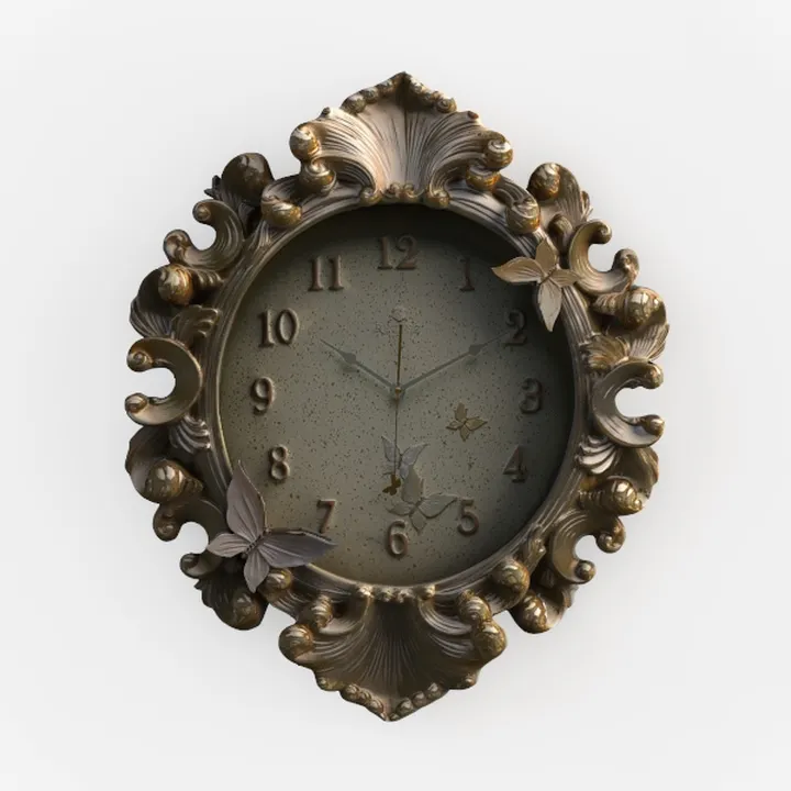Vintage Baroque Resin Decorative Wall Clock 3D Model