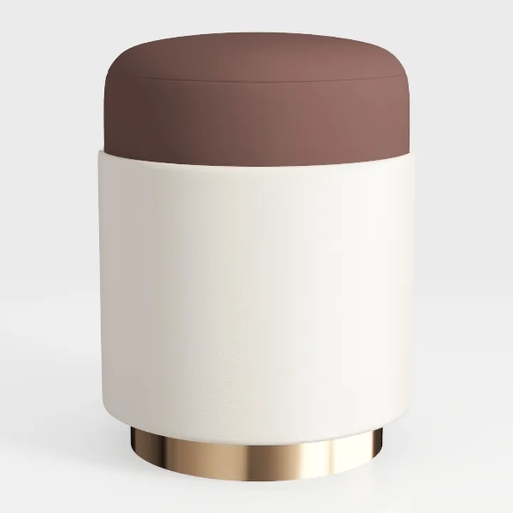 Chaela Blush Pink and Gold Ottoman