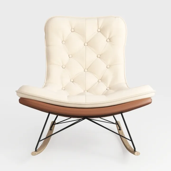 Modern Tufted Fabric Leather Metal Rocking Chair 3D Model
