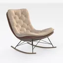 Modern Tufted Fabric Leather Metal Rocking Chair 3D Model Right 45 Degree View