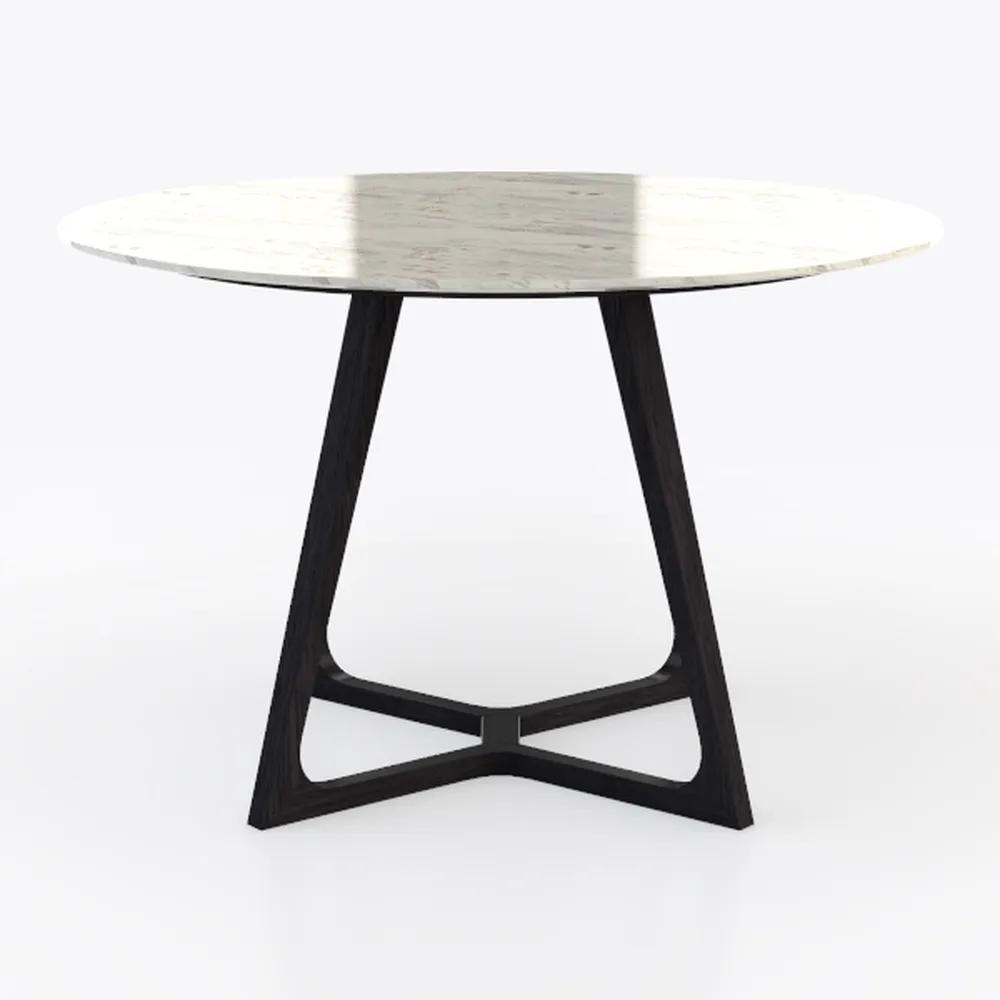 Rustic Brown Round Pedestal Dining Table - Space S