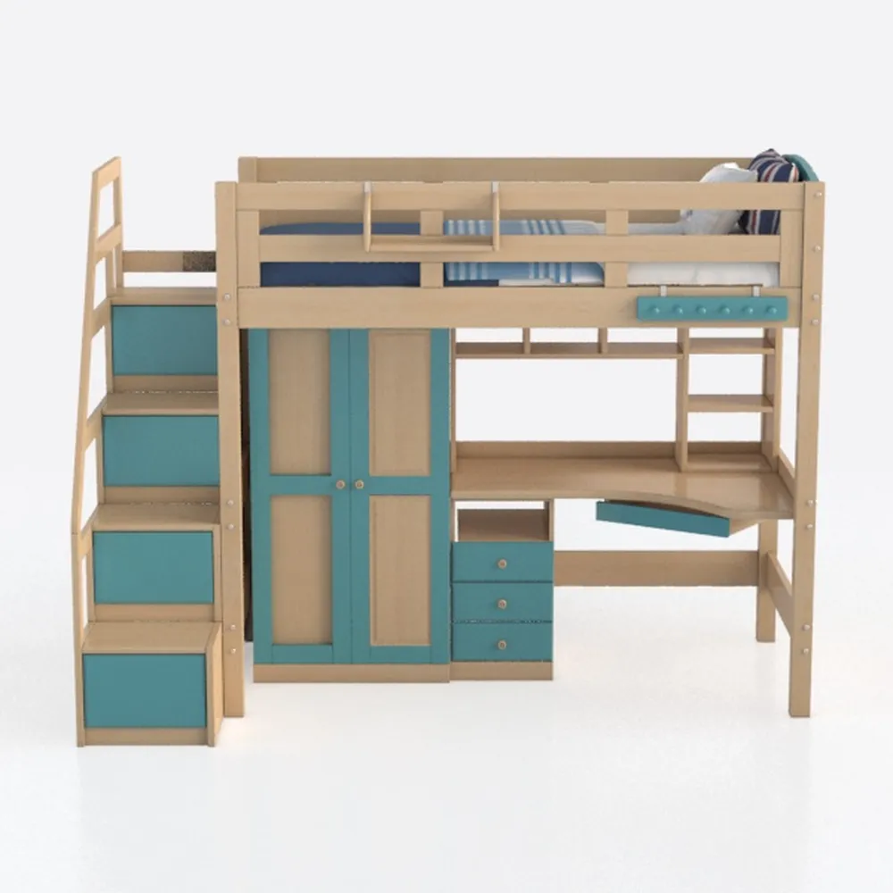 Interbeds Letto a castello MAX 4 dimensioni 200 x 80 cm con armadio e scrivania, colore a scelta con materasso (rosa)