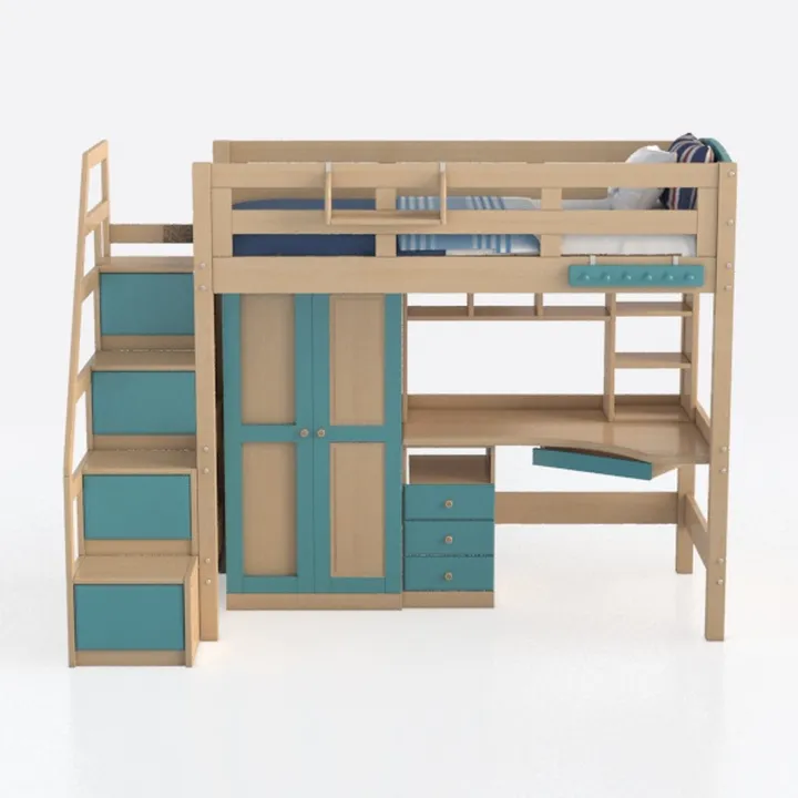 Interbeds Letto a castello MAX 4 dimensioni 200 x 80 cm con armadio e scrivania, colore a scelta con materasso (rosa)