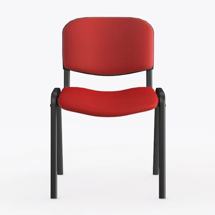 Minimalist Red Fabric Black Metal Office Chair 3D Model