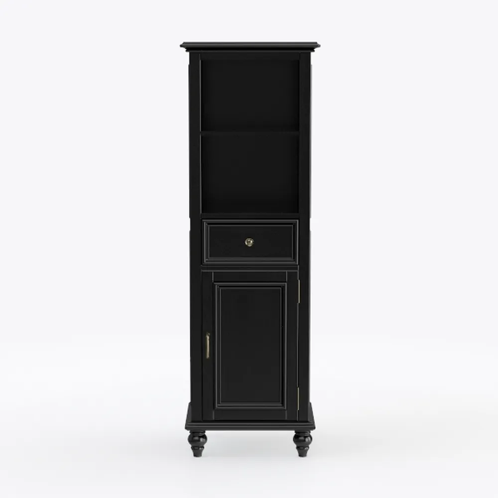 Iwell 63.8" Black Corner Cabinet with 4 Doors and