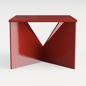 Minimalist Red Lacquered Geometric Side Table 3D Model