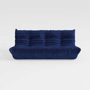 Modern Navy Velvet Tufted 4 Seat Sofa 3D Model