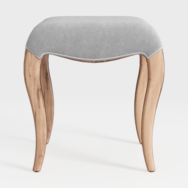 Sophia White Backless Wood Vanity Stool with Linen