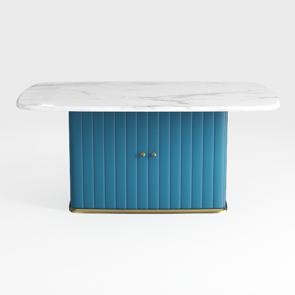 Beale 40 in. Green/Gold Specialty Faux Marble Cons