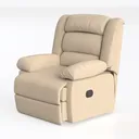 Minimalist Beige Leather Recliner Chair 3D Model Left 45 Degree View