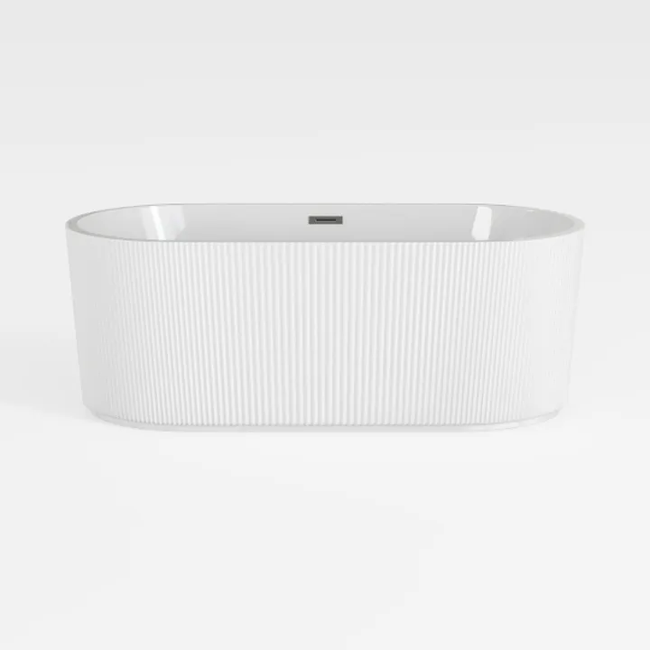 Minimalist Fluted White Acrylic Freestanding Bathtub 3D Model